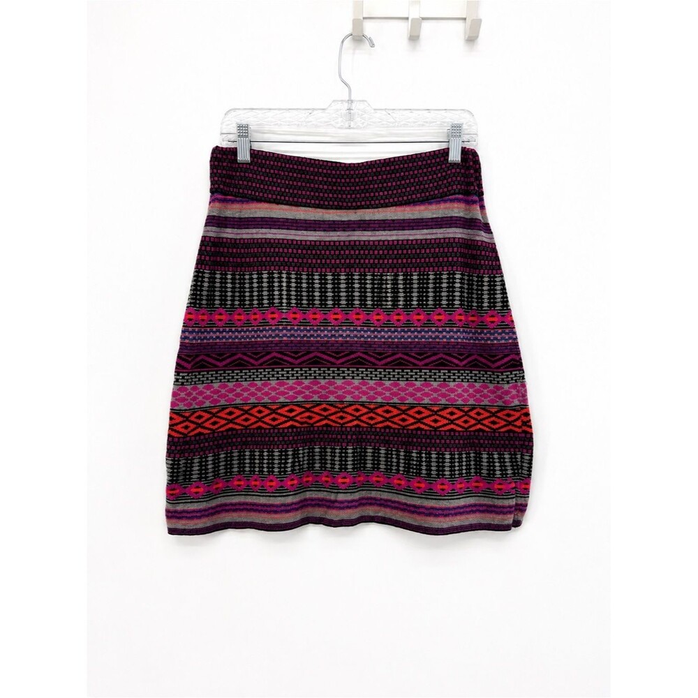 Krimson Klover Purple Merino Sweater Skirt Mini Fair Isle Size Medium Zig Zag
